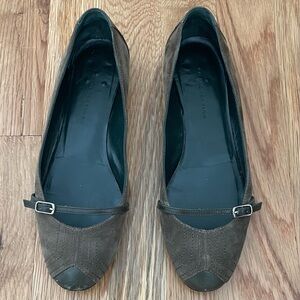 Balenciaga Paris Green Suede Leather Mary Jane Ballet Flats Size 36